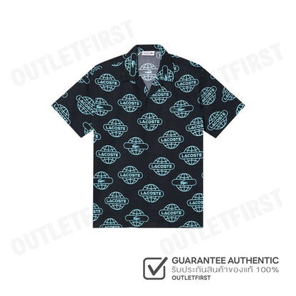 LACOSTE รุ่น GLOBE PRINT LACOSTE COTTON TWILL SHIRT CODE: CH1880 10 QPI เสื้อเชิ้ตแขนสั้น เสื้อเชิ้ตผู้ชาย เสื้อเชิ้ต