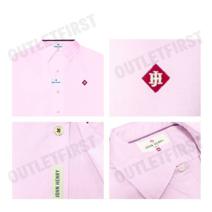 JOHN HENRY รุ่น MEN'S SHORT SLEEVES SLIM FIT SHIRT (PINK) CODE: JH F224MSSSM52 เสื้อเชิ้ตแขนสั้น เสื้อเชิ้ตผู้ชาย