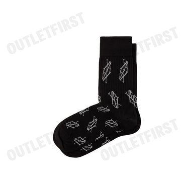 ARMANI EXCHANGE รุ่น RIBBED COTTON BLEND SOCKS WITH MONOGRAM LOGO CODE: 946026 4F433 38221  ถุงเท้าข้อยาว ถุงเท้าสีดำ