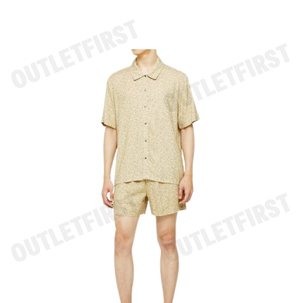 CALVIN KLEIN รุ่น MEN'S WOVEN VISCOSE LOUNGE SHORT SLEEVE BUTTON DOWN TOP CODE: NM2578 NCF เสื้อนอน เสื้อแขนสั้น ผู้ชาย