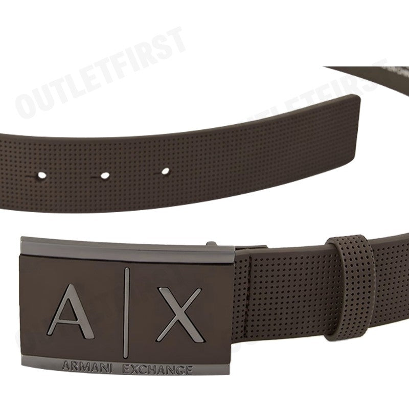 ARMANI EXCHANGE รุ่น LEATHER BELT WITH RECTANGULAR BUCKLE CODE: 951019 CC507 00354 เข็มขัด เข็มขัดผู้ชาย เข็มขัดหนัง