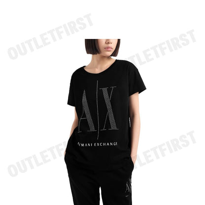 ARMANI EXCHANGE รุ่น ICON PROJECT SLIM FIT T-SHIRT WITH RHINESTONE LOGO CODE: 8NYTDX YJG3Z 8218 เสื้อยืดคอกลม เสื้อยืด