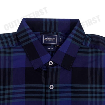 ARROW รุ่น LONG SLEEVE SLIM FIT SHIRT CODE: MACS107W2BSNV เสื้อเชิ้ตแขนยาว เสื้อเชิ้ตผู้ชาย เสื้อเชิ้ตลายตาราง