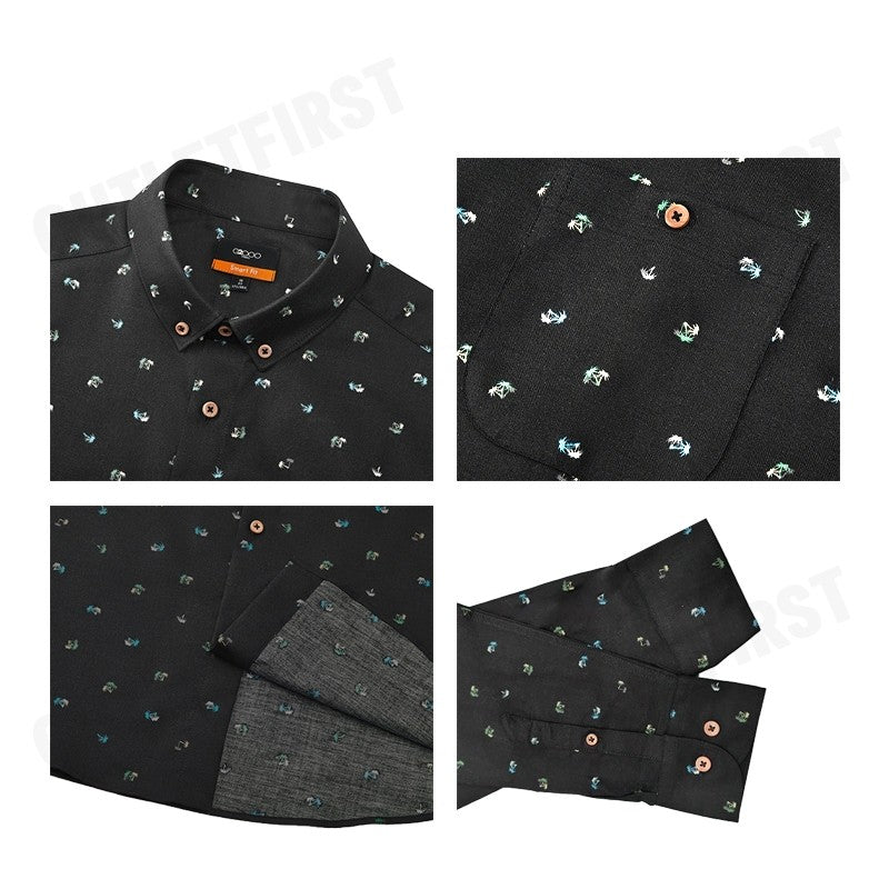 G2000 รุ่น MEN CLOTHING COTTON OXFORD PALM TREE PRINTED SHIRT SMART FIT CODE: 41120432 96 เสื้อเชิ้ตแขนยาว เสื้อเชิ้ต