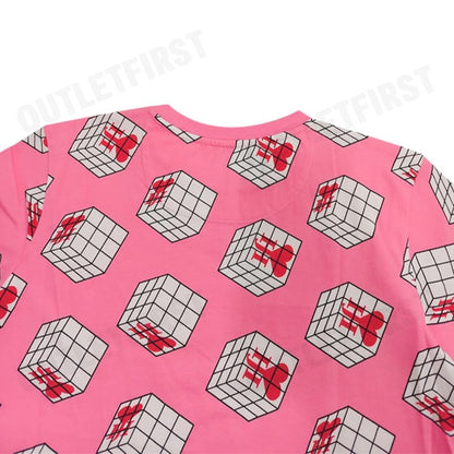 JOHN HENRY รุ่น CUBIC COLLAR BLOCK PATTERN PRINTED T-SHIRT (PINK) CODE: JH S124MTSSM17 เสื้อยืดคอกลม เสื้อยืดผู้ชาย