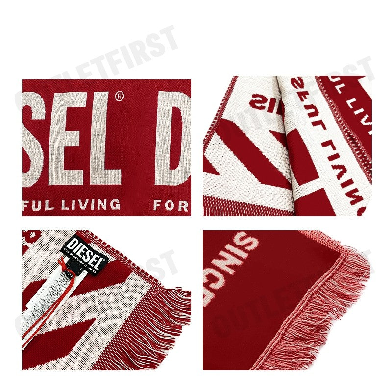 DIESEL รุ่น S-BISC SCIARPA CODE: A06643 OJKKR 42A ผ้าพันคอ ผ้าพันคอขาวแดง ผ้าคลุมไหล่