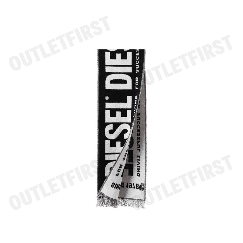 DIESEL รุ่น S-BISC SCIARPA CODE: A06643 OJKKR 9XX ผ้าพันคอ ผ้าพันคอขาวดำ ผ้าคลุมไหล่