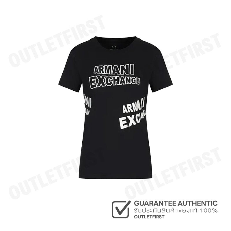 ARMANI EXCHANGE รุ่น  WOMEN'S PASSWORD PRINT ROUND NECK REGULAR FIT SHIRT CODE: 3RYTBD YJCHZ เสื้อยืดคอกลม  เสื้อผู้หญิง