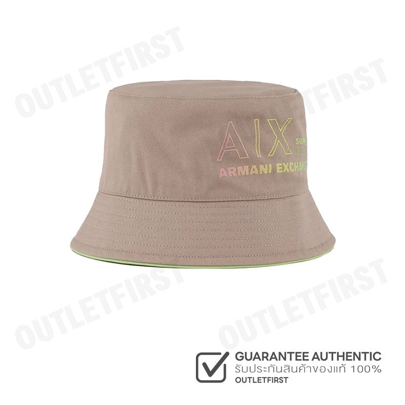 ARMANI EXCHANGE รุ่น  RECYCLED COTTON TWILL LOGO LETTERING BUCKET HAT CODE: 954704 3R110 08251 หมวกบัคเก็ต หมวกกันแดด