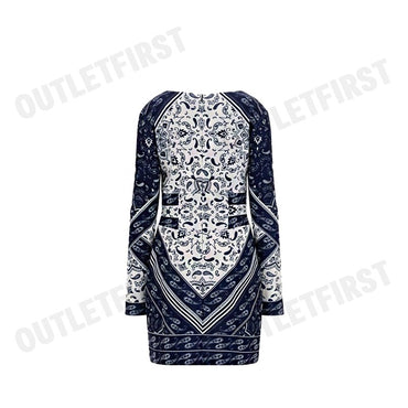 GUESS รุ่น WOMEN BANDANA PRINT MINI DRESS BLUE MULTI CODE: W3BK0IK9UN2 P7LN ชุดเดรส เสื้อผ้าแฟชั่นผู้หญิง ชุดผู้หญิง
