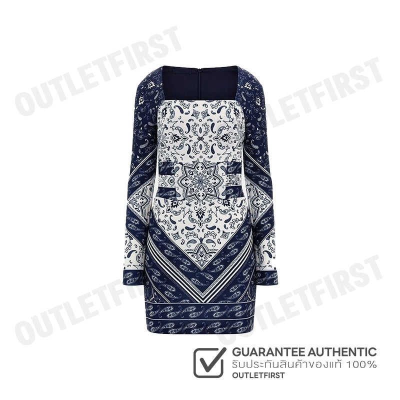 GUESS รุ่น WOMEN BANDANA PRINT MINI DRESS BLUE MULTI CODE: W3BK0IK9UN2 P7LN ชุดเดรส เสื้อผ้าแฟชั่นผู้หญิง ชุดผู้หญิง