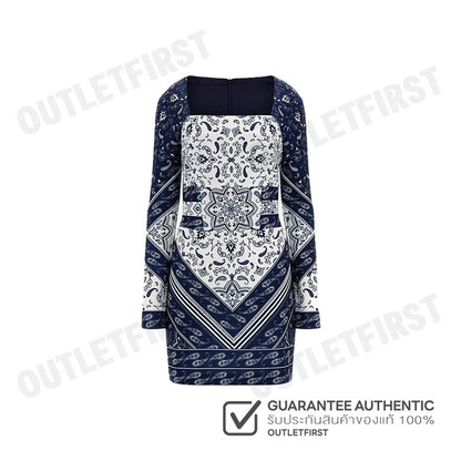GUESS รุ่น WOMEN BANDANA PRINT MINI DRESS BLUE MULTI CODE: W3BK0IK9UN2 P7LN ชุดเดรส เสื้อผ้าแฟชั่นผู้หญิง ชุดผู้หญิง