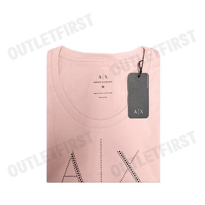 ARMANI EXCHANGE รุ่น EMBELLISHED SLIM FIT PIMA COTTON T-SHIRT CODE: 8NYT83 YJ16Z 7415 เสื้อยืดคอกลม เสื้อยืดผู้หญิง