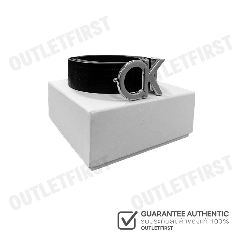 CALVIN KLEIN JEANS รุ่น LOGO BUCKLE REVERSIBLE LEATHER BELT CODE: HC0795 UB1 เข็มขัด เข็มขัดหนัง เข็มขัดผู้ชาย