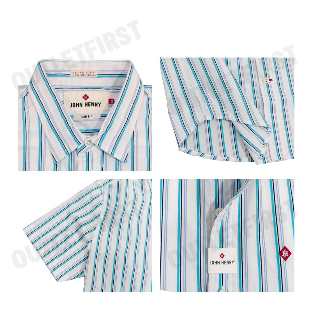 JOHN HENRY รุ่น MEN'S SHORT SLEEVES SLIM FIT SHIRTS (WHITE) CODE: JH S424MSSSM53 เสื้อเชิ้ตแขนสั้น เสื้อเชิ้ตผู้ชาย