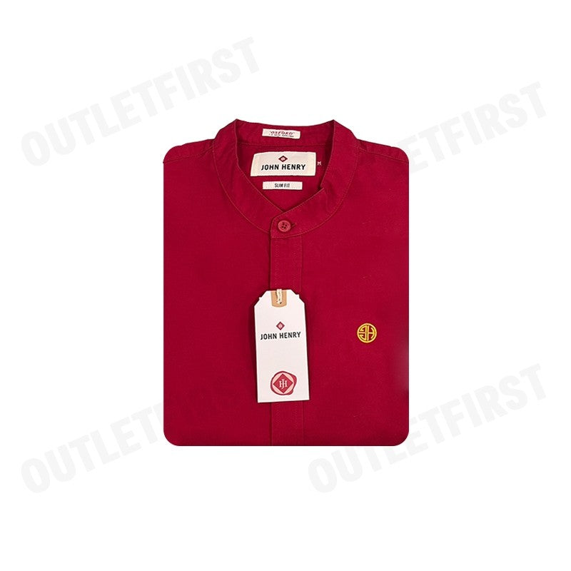 JOHN HENRY รุ่น MEN'S LONG SLEEVES SLIM FIT SHIRTS (RED) CODE: JH S124MSLSM11  เสื้อเชิ้ตแขนยาว เสื้อเชิ้ตผู้ชาย