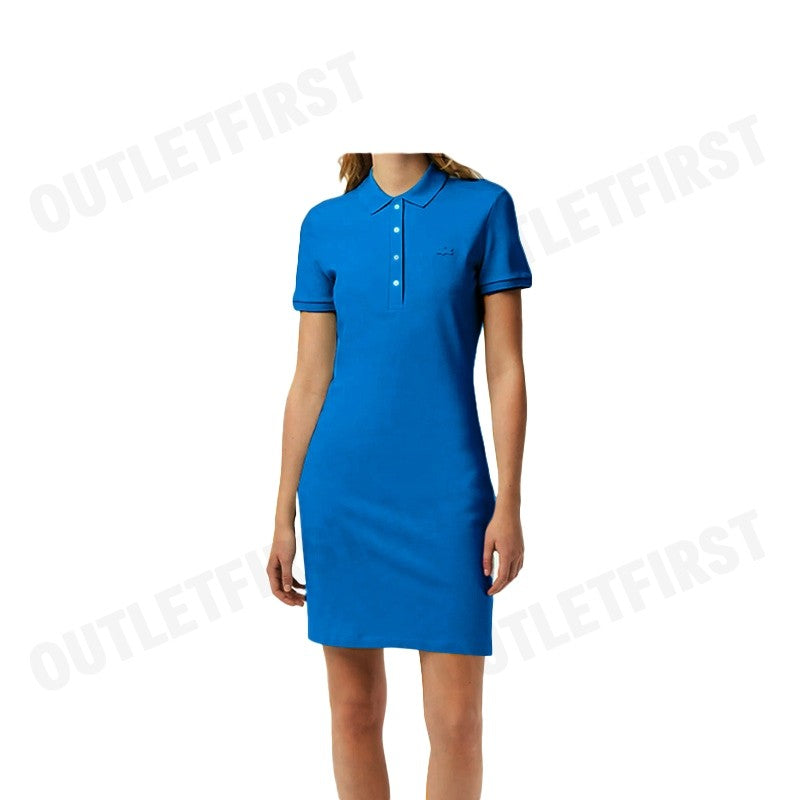 LACOSTE รุ่น WOMEN'S LACOSTE SLIM FIT STRETCH COTTON STRIPED POLO CODE: EF5473 10 QPT เดรสโปโล เดรสคอปก เสื้อผ้าผู้หญิง