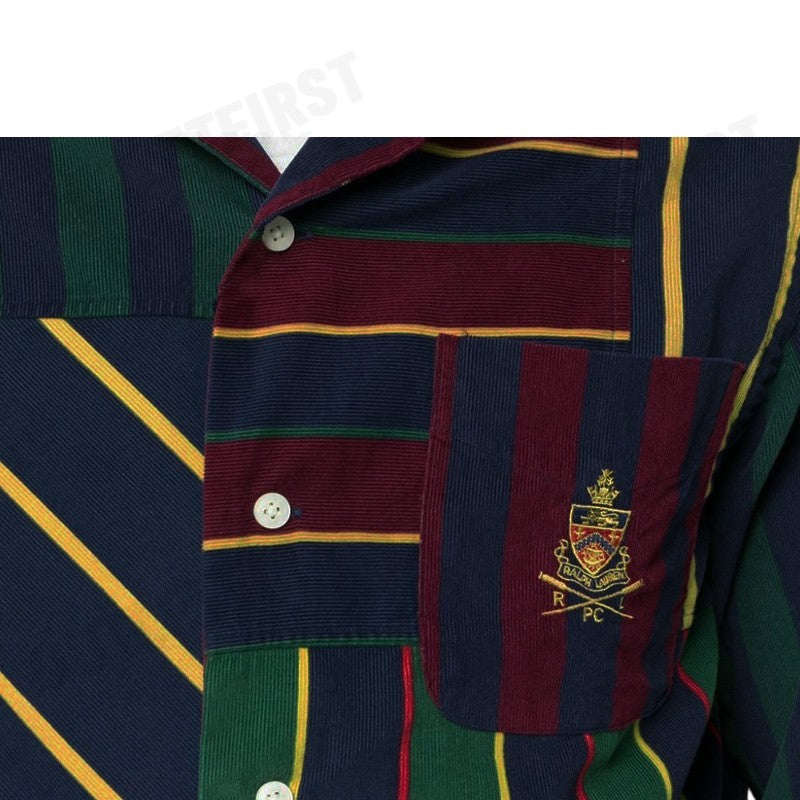 POLO RALPH LAUREN รุ่น  CLASSIC FIT PATCHWORK CORDUROY SHIRT CODE : 710916664001 เสื้อสเวตเชิ้ต เสื้อผู้ชาย เสื้อคอปก