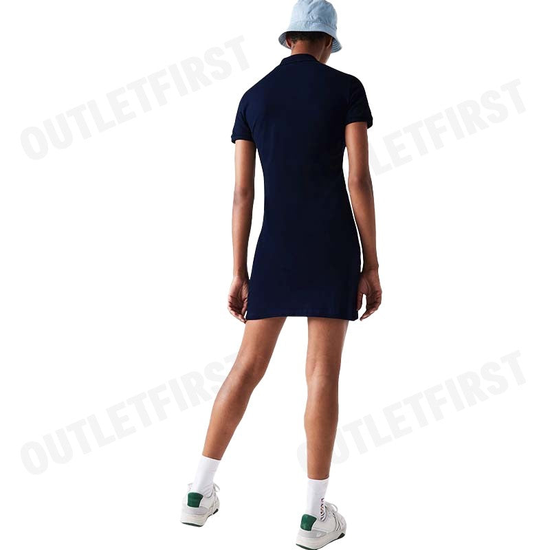 LACOSTE รุ่น  WOMEN'S LACOSTE SLIM FIT STRETCH COTTON STRIPED POLO CODE: EF5473 10 HBM เดรสโปโลหญิง ชุดเดรส ชุดผู้หญิง