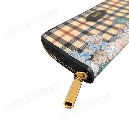 DAKS รุ่น  House Check Flower Long Wallet  Code: WWEG312S1BLLN กระเป๋าสตางค์ใบยาว กระเป๋าผู้หญิง กระเป๋าแฟชั่น
