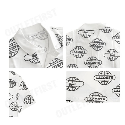 LACOSTE รุ่น GLOBE PRINT LACOSTE MOVEMENT POLO SHIRT CODE: PH6241 10 AU8 เสื้อโปโล เสื้อโปโลแขนสั้น เสื้อโปโลผู้ชาย