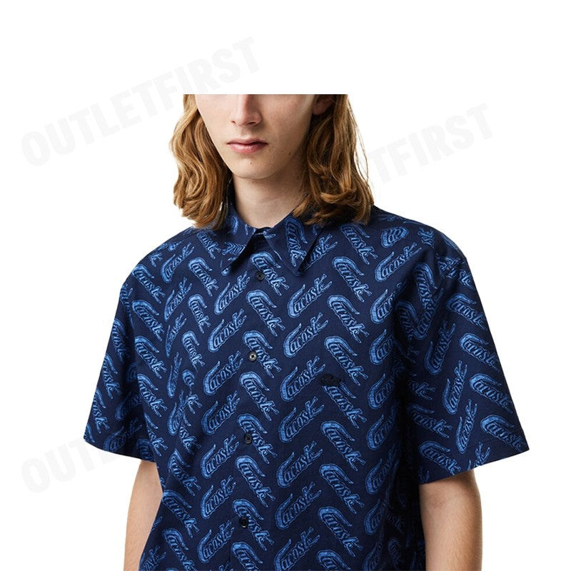 LACOSTE รุ่น MEN'S LACOSTE SHORT SLEEVE VINTAGE PRINT SHIRT CODE: CH5793 10 F65 เสื้อเชิ้ต เสื้อเชิ้ตผู้ชาย