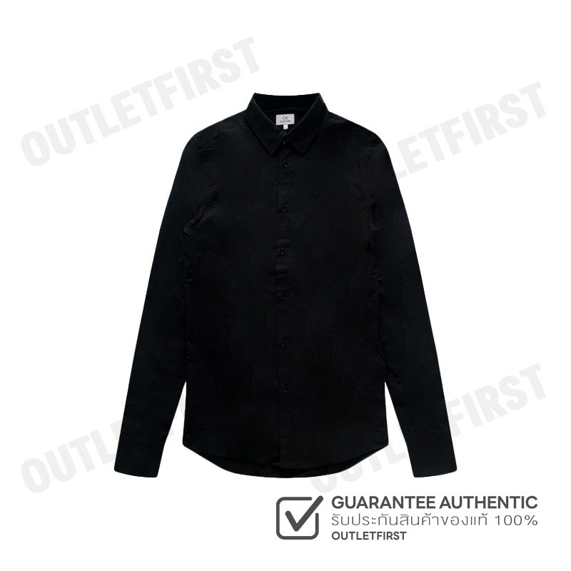 CK CALVIN KLEIN รุ่น COTTON STRETCH SLIM BUTTON-DOWN SHIRT (BLACK) CODE: 1222W M541 เสื้อเชิ้ตแขนยาว เสื้อเชิ้ตผู้ชาย