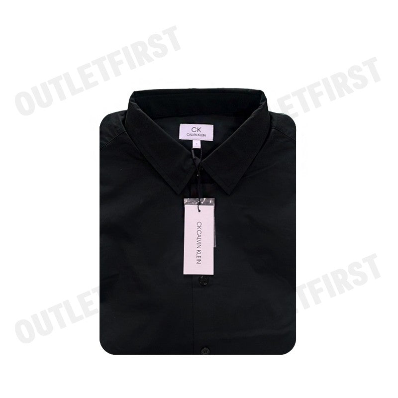 CK CALVIN KLEIN รุ่น COTTON STRETCH SLIM BUTTON-DOWN SHIRT (BLACK) CODE: 1222W M541 เสื้อเชิ้ตแขนยาว เสื้อเชิ้ตผู้ชาย