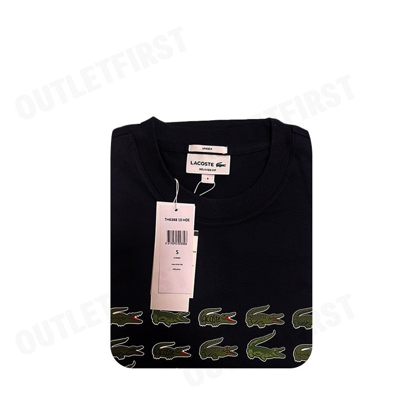 LACOSTE รุ่น COTTON CROCODILE PRINT T-SHIRT CODE: TH6388 10 HDE เสื้อยืดคอกลม เสื้อยืดแขนสั้น เสื้อยืด