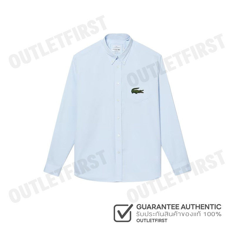 LACOSTE รุ่น RELAXED FIT BIG CROC STRIPE SHIRT CODE: CH0530 10 GN2 เสื้อเชิ้ตแขนยาว เสื้อเชิ้ตคอปก เสื้อเชิ้ต