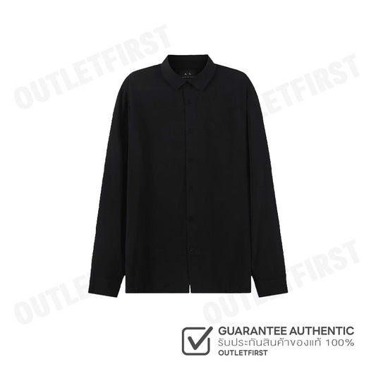 ARMANI EXCHANGE รุ่น  SUSTAINABILITY VALUES LOOSE FIT ECO-VISCOSE LOGO SHIRT CODE: 6RZC10 ZNRNZ 1200 เสื้อเชิ้ตแขนยาว