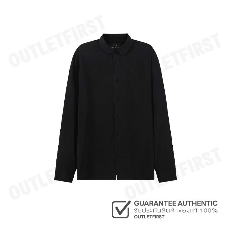 ARMANI EXCHANGE รุ่น  SUSTAINABILITY VALUES LOOSE FIT ECO-VISCOSE LOGO SHIRT CODE: 6RZC10 ZNRNZ 1200 เสื้อเชิ้ตแขนยาว