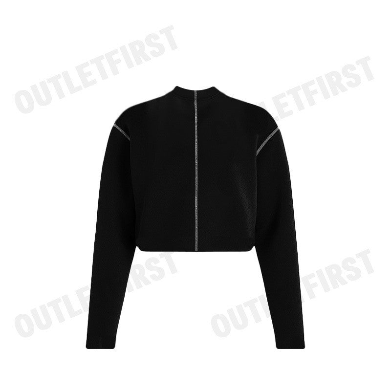 CALVIN KLEIN รุ่น  CROPPED MOCK NECK LOGO TOP CODE: 4WF3W326-001 เสื้อครอปแขนยาว เสื้อผู้หญิง เสื้อครอป
