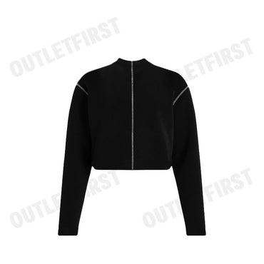 CALVIN KLEIN รุ่น  CROPPED MOCK NECK LOGO TOP CODE: 4WF3W326-001 เสื้อครอปแขนยาว เสื้อผู้หญิง เสื้อครอป