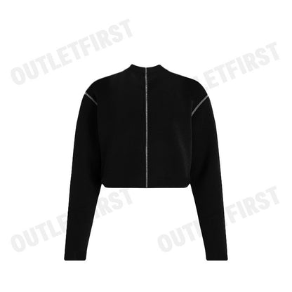CALVIN KLEIN รุ่น  CROPPED MOCK NECK LOGO TOP CODE: 4WF3W326-001 เสื้อครอปแขนยาว เสื้อผู้หญิง เสื้อครอป