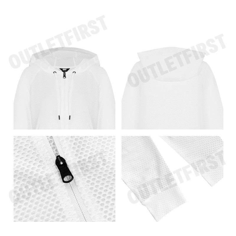 DKNY SPORT รุ่น CHINTZ HONEYCOMB MESH FULL ZIP HOODIE CODE: DP3J8949 WHT เสื้อแจ็คเก็ตแขนยาว เสื้อแจ็คเก็ตผู้หญิง
