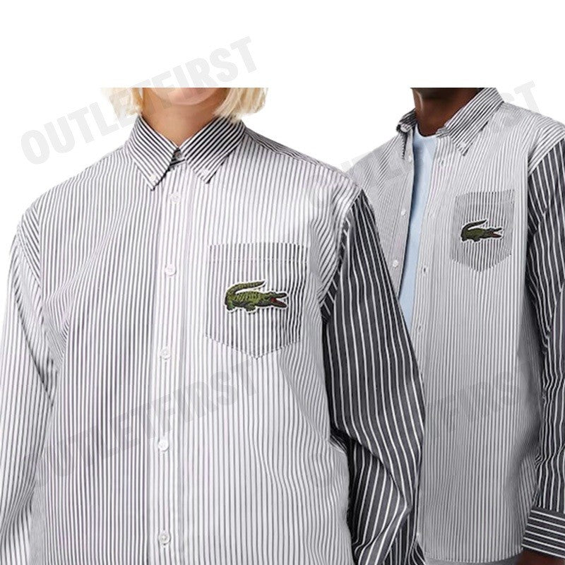 LACOSTE รุ่น RELAXED FIT BIG CROC STRIPE SHIRT CODE: CH0535 10 522 เสื้อเชิ้ตแขนยาว เสื้อเชิ้ตลายทาง เสื้อเชิ้ต