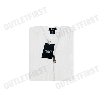 DKNY รุ่น LONG SLEEVE RIBBED ZIP FRONT SWEATER CODE: P4AXAN15 IVY เสื้อคาร์ดิแกน เสื้อคาร์ดิแกนผู้หญิง เสื้อแขนยาว