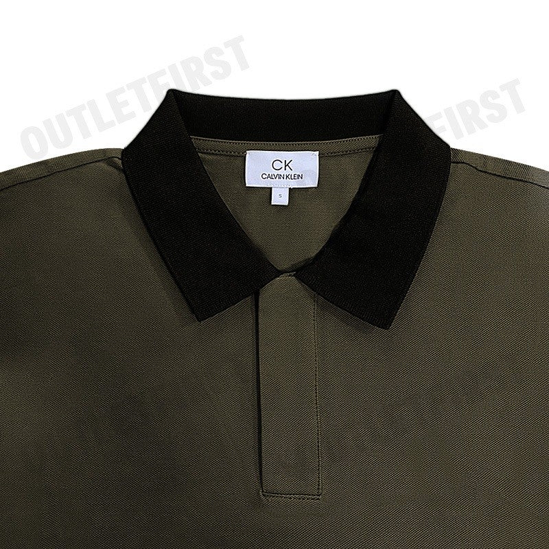 CK CALVIN KLEIN รุ่น COTTON STRETCH PIQUE SHORT SLEEVE POLO (MILITARY) CODE: 0578K M703TC เสื้อโปโล เสื้อโปโลผู้ชาย