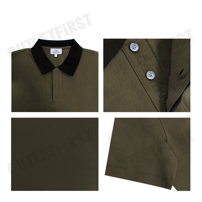 CK CALVIN KLEIN รุ่น COTTON STRETCH PIQUE SHORT SLEEVE POLO (MILITARY) CODE: 0578K M703TC เสื้อโปโล เสื้อโปโลผู้ชาย