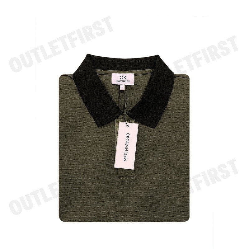 CK CALVIN KLEIN รุ่น COTTON STRETCH PIQUE SHORT SLEEVE POLO (MILITARY) CODE: 0578K M703TC เสื้อโปโล เสื้อโปโลผู้ชาย