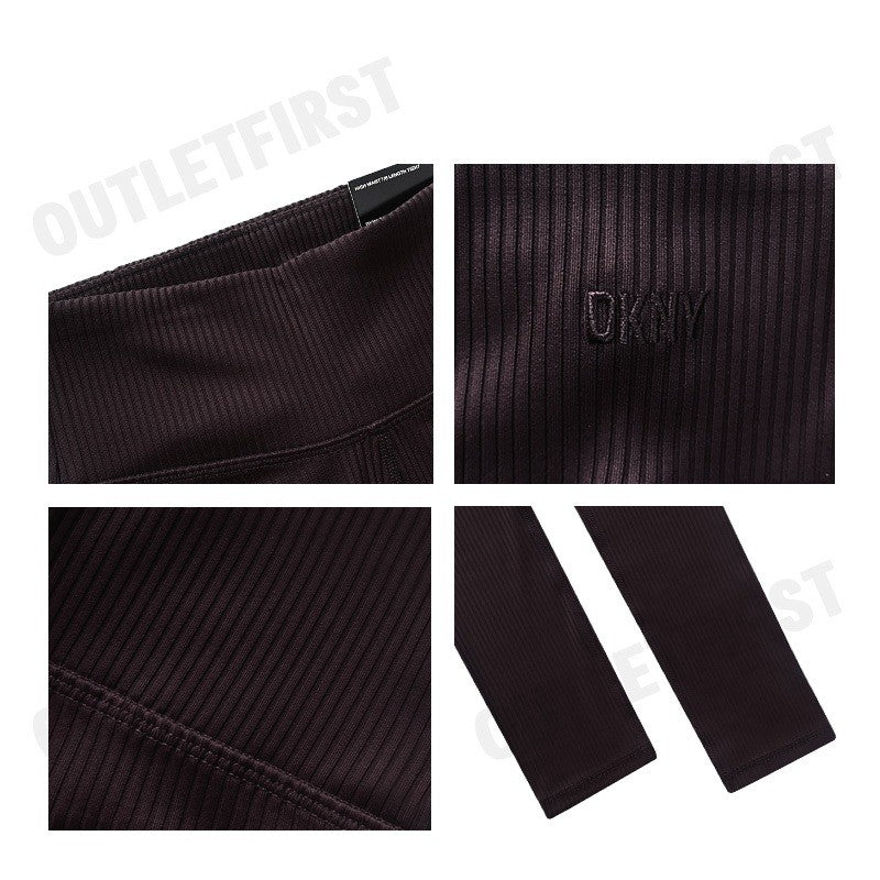 DKNY SPORT รุ่น FITNESS RIB SOLID HIGH WAIST LEGGINGS CODE: DP3P3245 CUT กางเกงออกกำลังกาย กางเกงขายาวผู้หญิง กางเกง