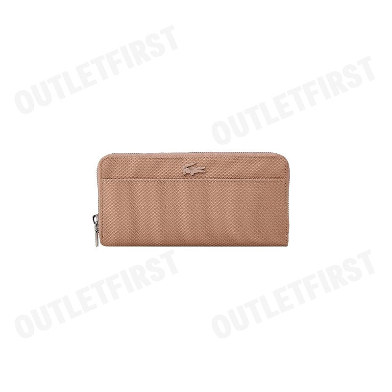 LACOSTE  รุ่น UNISEX CHANTACO ZIPPED PIQUE LEATHER LARGE WALLET CODE: NF3885KL 665 กระเป๋าสตางค์ใบยาว กระเป๋าผู้หญิง