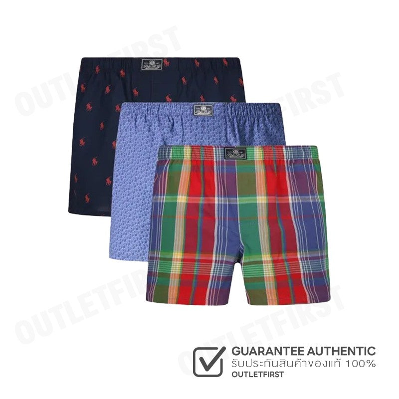 POLO RALPH LAUREN รุ่น  CLASSIC COTTON BOXER 3-PACK CODE: 714910655001 กางเกงชั้นในผู้ชาย กางเกงบ๊อกเซอร์ กางเกงผู้ชาย