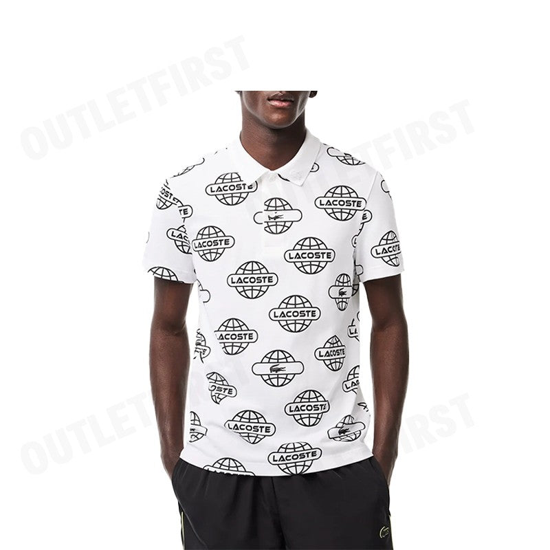 LACOSTE รุ่น GLOBE PRINT LACOSTE MOVEMENT POLO SHIRT CODE: PH6241 10 AU8 เสื้อโปโล เสื้อโปโลแขนสั้น เสื้อโปโลผู้ชาย