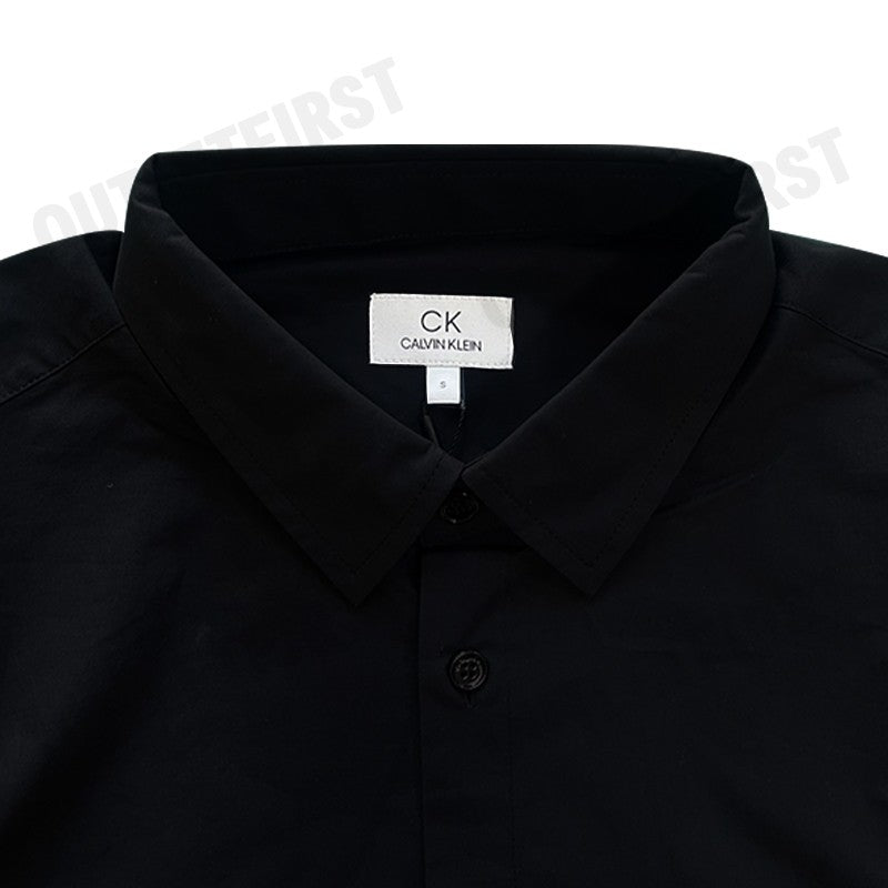 CK CALVIN KLEIN รุ่น COTTON STRETCH SLIM BUTTON-DOWN SHIRT (BLACK) CODE: 1222W M541 เสื้อเชิ้ตแขนยาว เสื้อเชิ้ตผู้ชาย