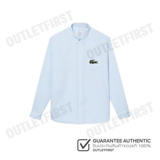 LACOSTE รุ่น RELAXED FIT BIG CROC STRIPE SHIRT CODE: CH0530 10 GN2 เสื้อเชิ้ตแขนยาว เสื้อเชิ้ตคอปก เสื้อเชิ้ต