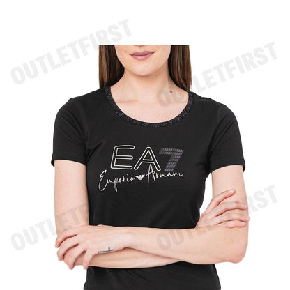 EMPORIO ARMANI รุ่น EA7 LOGO PRINT T-SHIRT CODE: 6RTT06 TJQDZ 1200 เสื้อยืด เสื้อยืดแขนสั้น เสื้อยืดคอกลมผู้หญิง