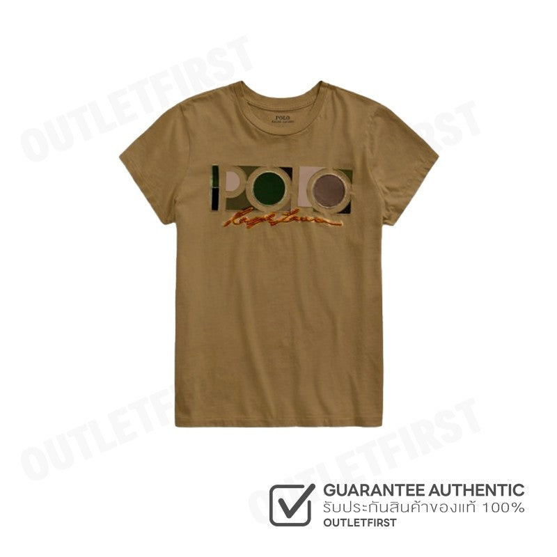 POLO RALPH LAUREN รุ่น  EMBROIDERED LOGO GRAPHIC JERSEY TEE FEMALE T-SHIRT  CODE: 211898788003 เสื้อยืดคอกลม เสื้อผู้หญิ