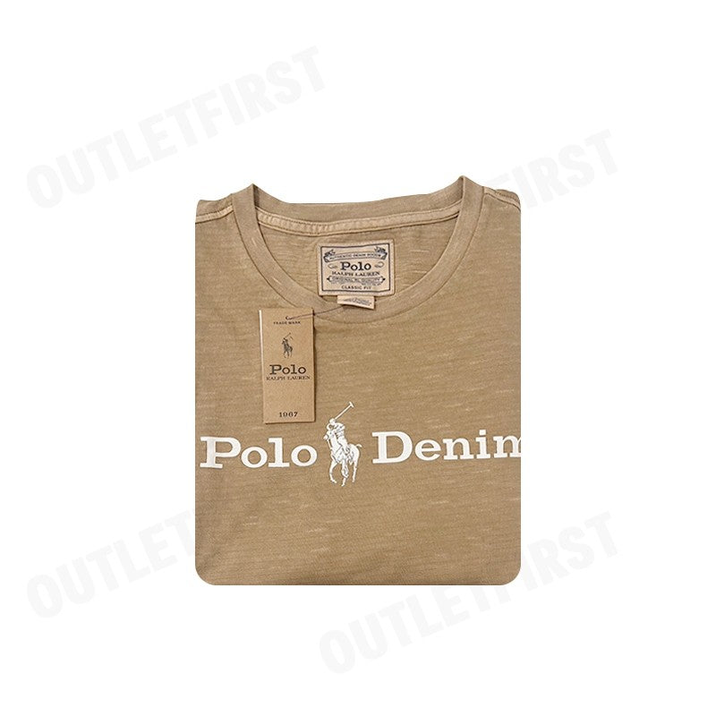 POLO RALPH LAUREN รุ่น  GRAPHIC POLO DENIM COTTON TEE CODE: 710865496007 เสื้อยืดคอกลม เสื้อผู้ชาย เสื้อยืดแขนสั้น